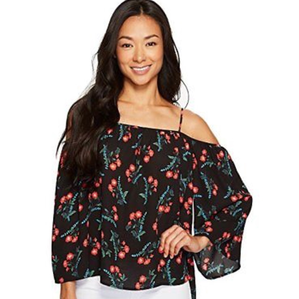 Vince Camuto Havana Brights Cold Shoulder Blouse
